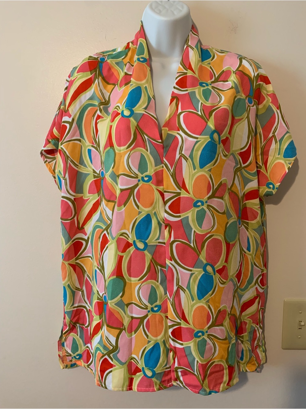 First Love Multicolor Floral Short Sleeve Blouse